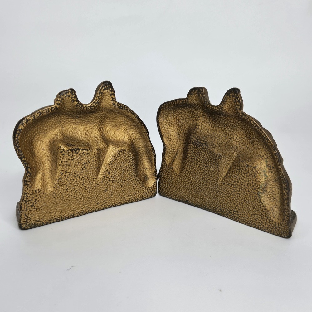 Heavy Cast Iron Bronzed Grazing Horses Saddle Bookends Western Equestrian Gift - Picture 3 of 3